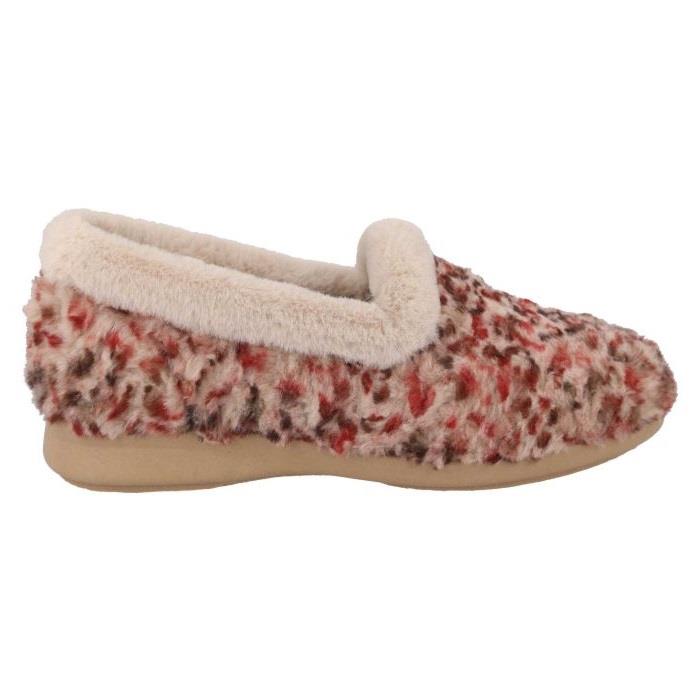 Women's Wide Fit DB Paige Slip on Slippers in Beige Multi Textile - Image 1