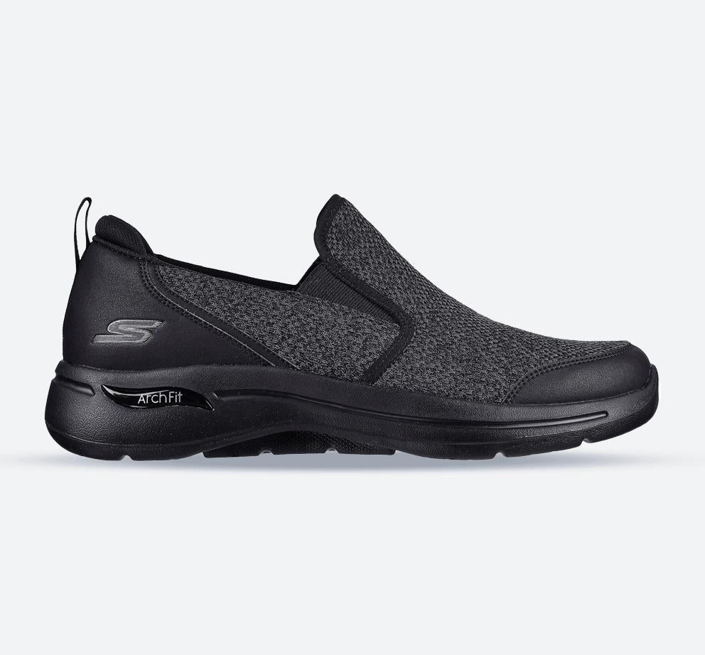 Men's Wide Fit Skechers 216183 Go Walk Arch Fit Trainers in Black - Image 1