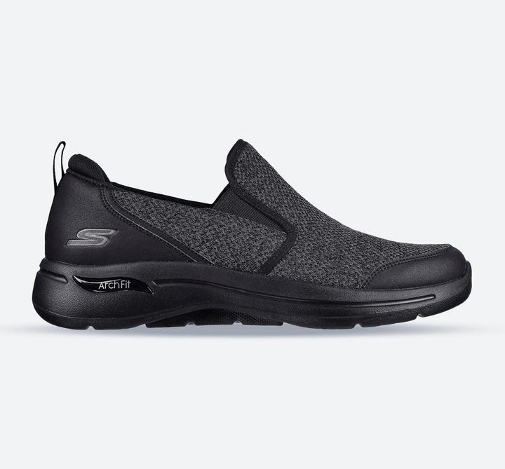 Men's Wide Fit Skechers 216183 Go Walk Arch Fit Trainers in Black - Image 1