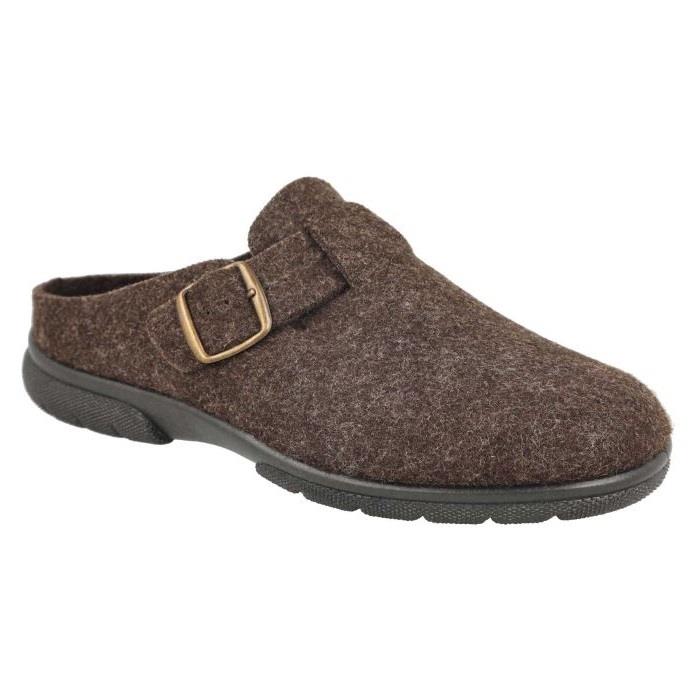 Men's Wide Fit DB Skyfall Mule Buckle Slippers in Navy Felt - Image 1