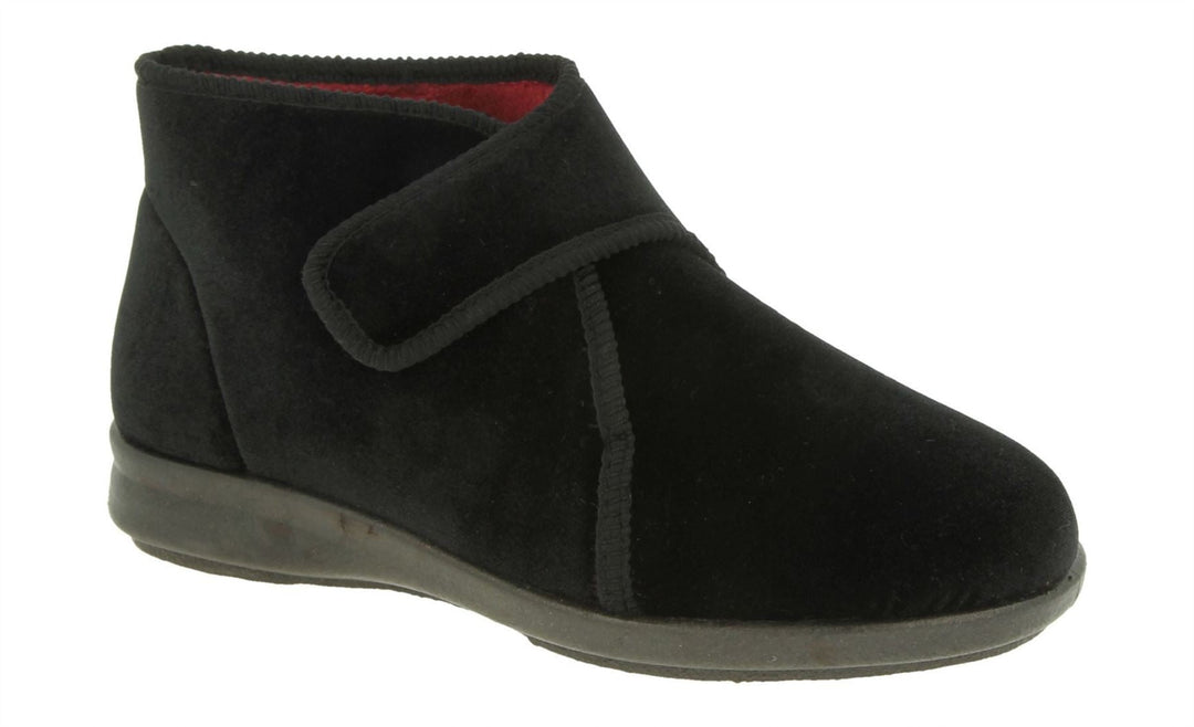 Womens Wide Fit DB Tern Boots in Burgundy Stretch - Image 3
