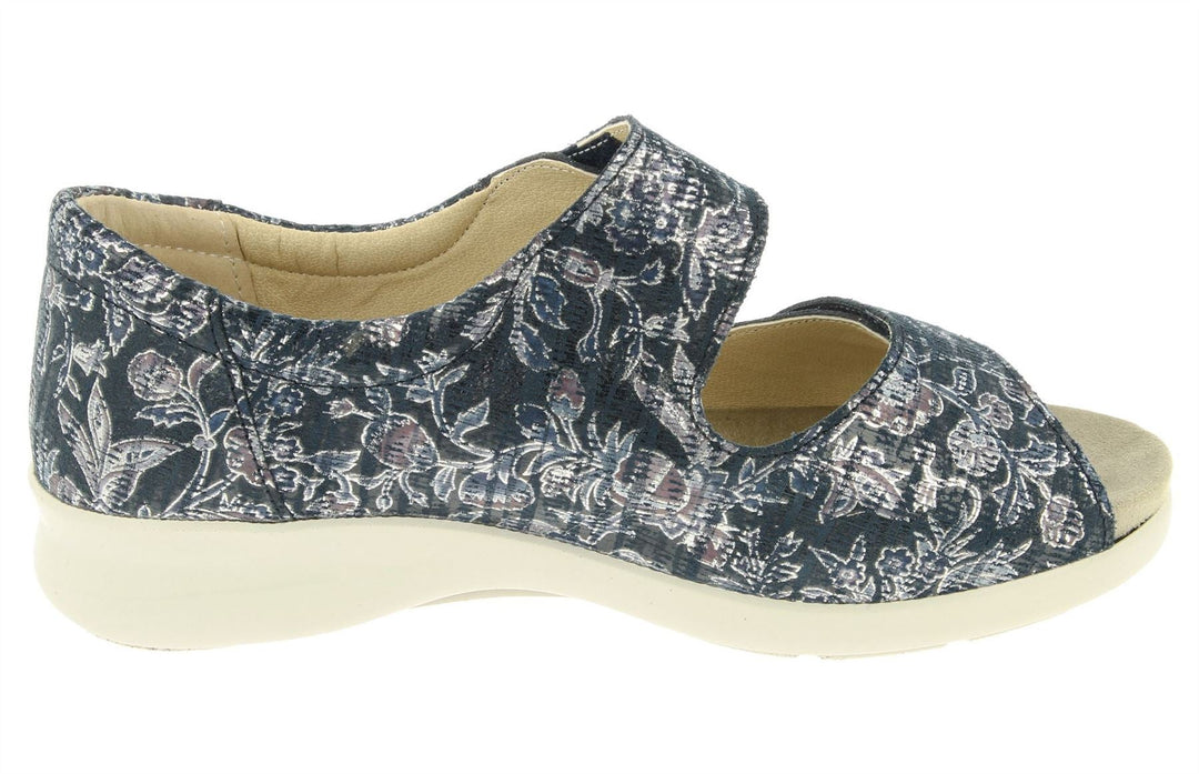 Womens Wide Fit DB Eider Sandals in Navy Print Nubuck - Image 3