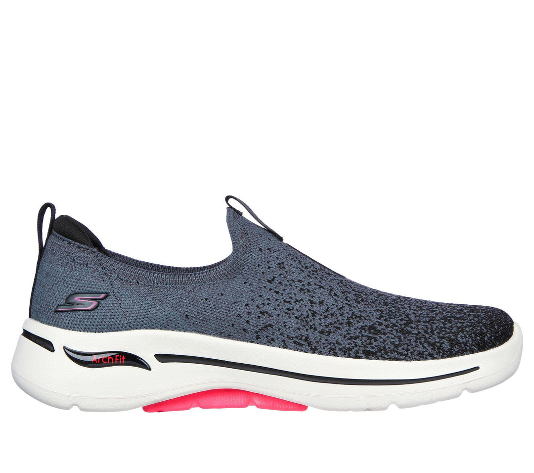 Womens Wide Fit Skechers 124873 Relaxed Fit Shoes in Black/Hot Pink - Image 4