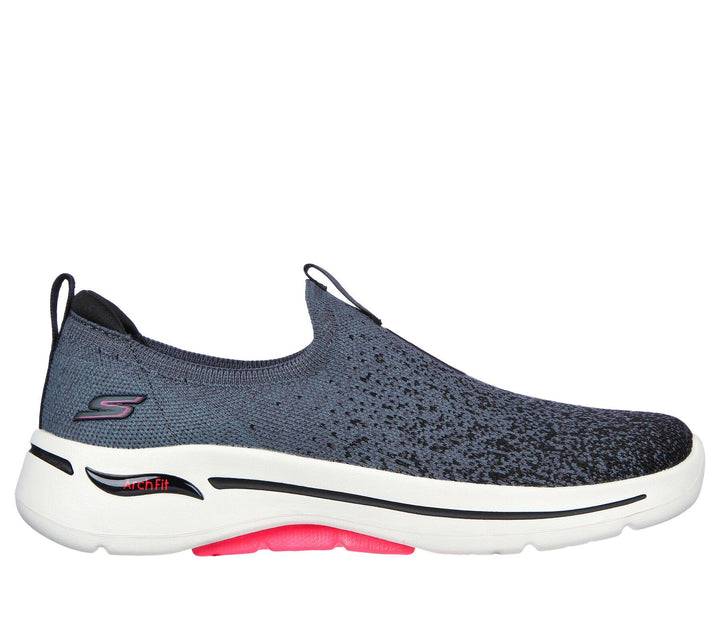 Womens Wide Fit Skechers 124873 Relaxed Fit Shoes in Black/Hot Pink - Image 1