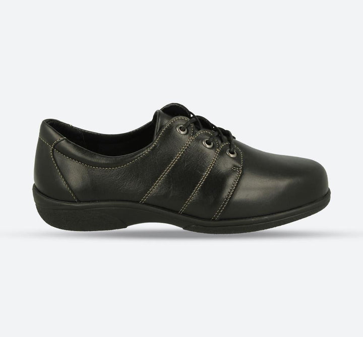 Womens Wide Fit DB Swan Shoes in Black Leather - Image 1