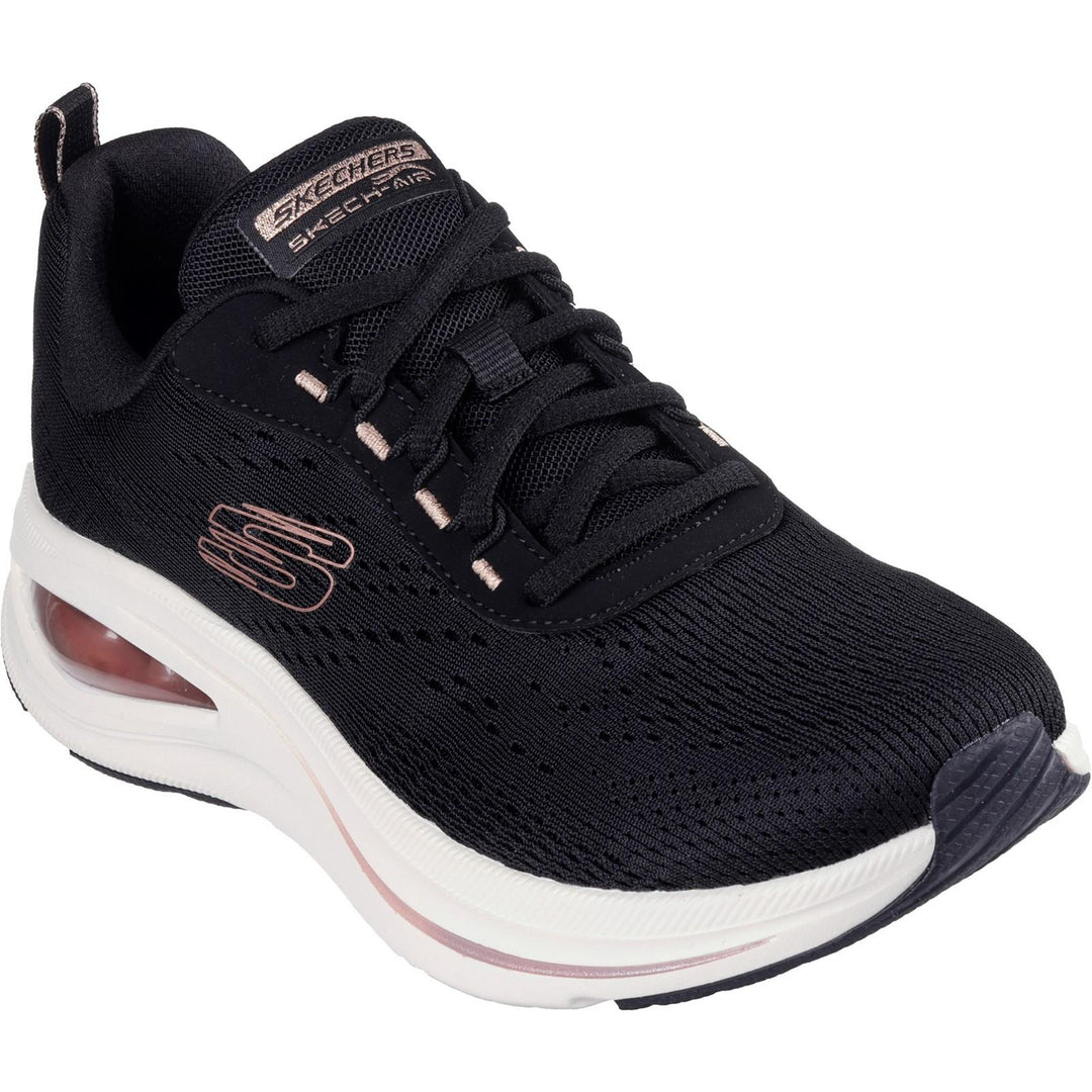 Women's Wide Fit Skechers 150074 Skech Air Meta Trainers in Black/Rose Gold - Image 3