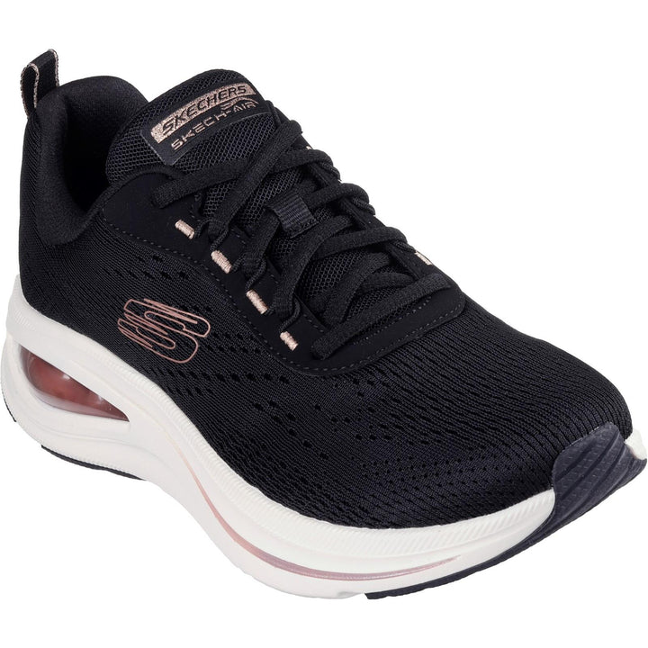 Women's Wide Fit Skechers 150074 Skech Air Meta Trainers in Black/Rose Gold - Image 1