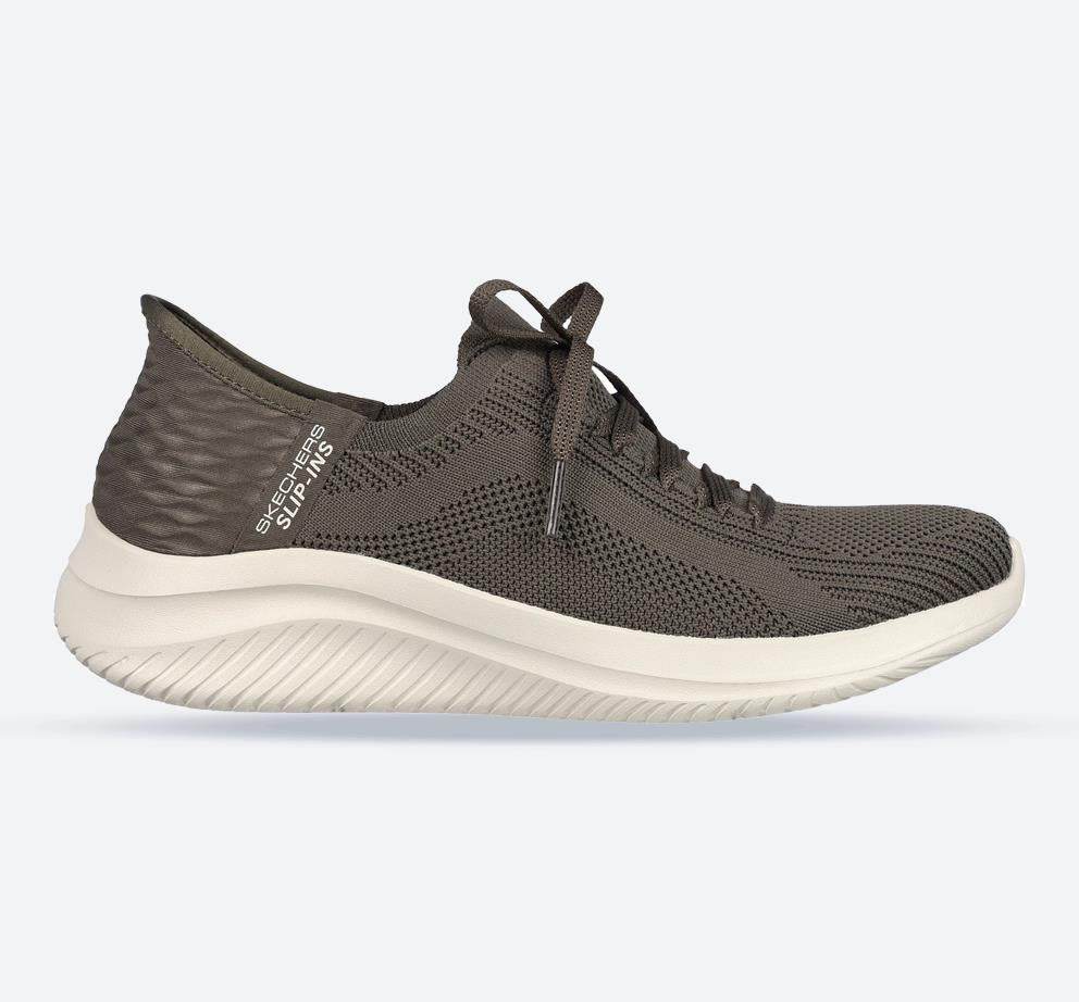 Women's Wide Fit Skechers 149710 Slip-ins Ultra Flex 3.0 Brilliant Path Trainers in Olive - Image 1