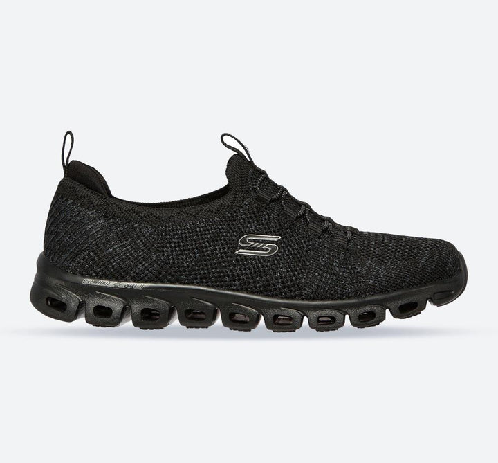 Women's Wide Fit Skechers 104198 Glide Step Grand Flash Trainers - Black in Black - Image 1