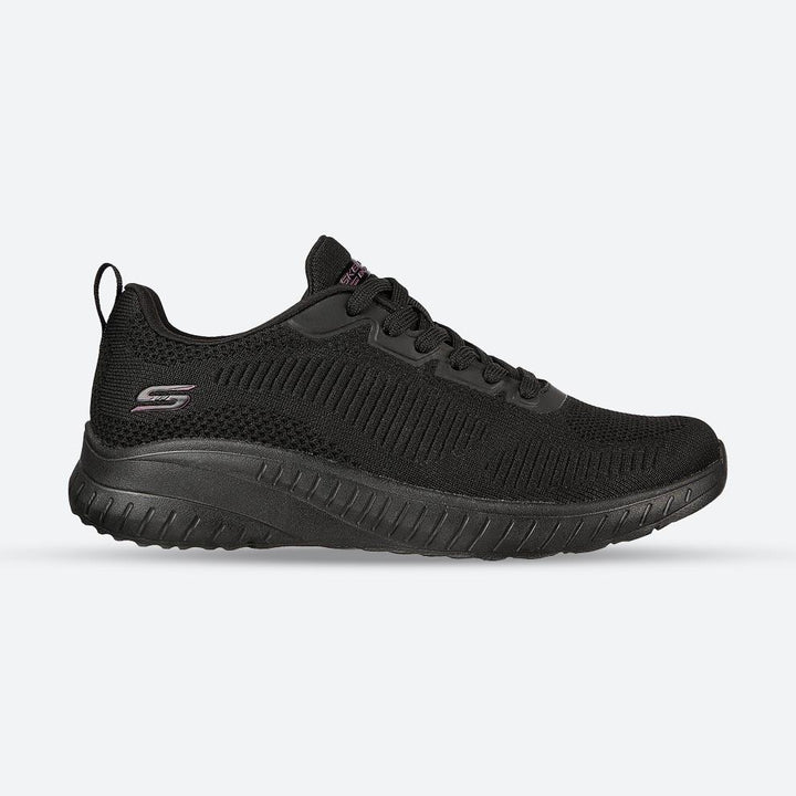 Women's Wide Fit Skechers 117209 Bobs Squad Chaos Face Off Vegan Trainers in Black - Image 1