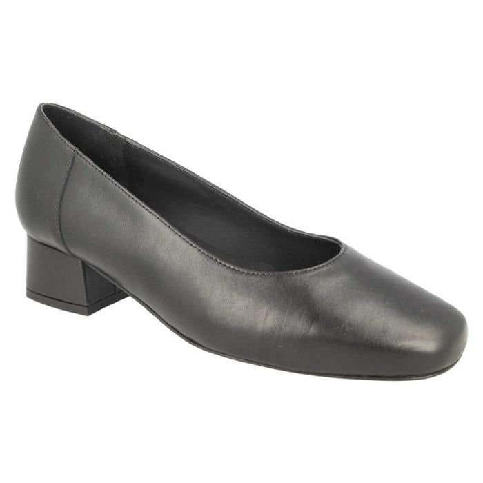 Women's Wide Fit DB Hyperion Heel Court Shoes in Black Leather - Image 1