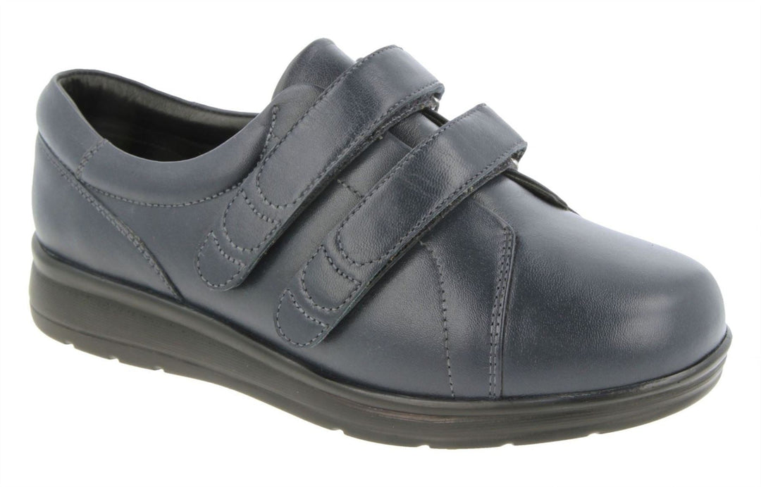 Womens Wide Fit DB Norwich Shoes in Black Leather - Image 8