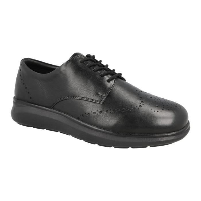 Men's Wide Fit DB Elliott Shoes in Black Leather - Image 1