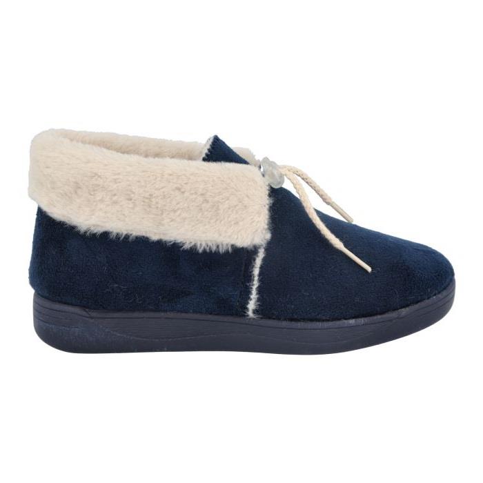 Women's Wide Fit DB Galilee Slippers in Navy Velour - Image 1