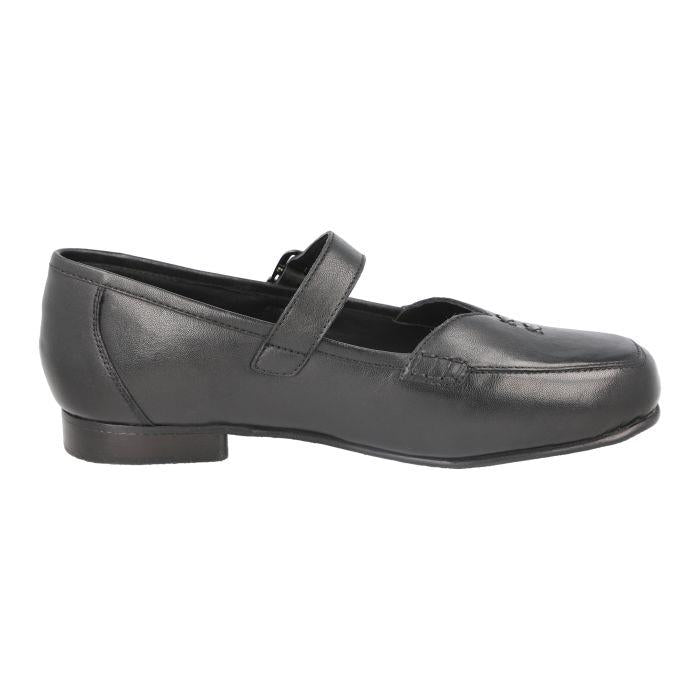 Women's Wide Fit DB Fowey Shoes in Black Leather / Patent - Image 8