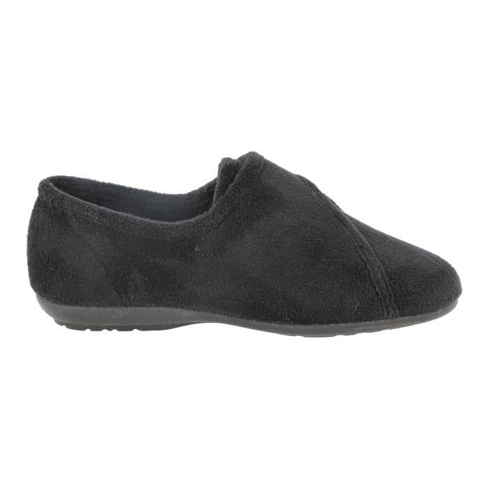 Women's Wide Fit DB Ivy Slippers in Black Velour - Image 4