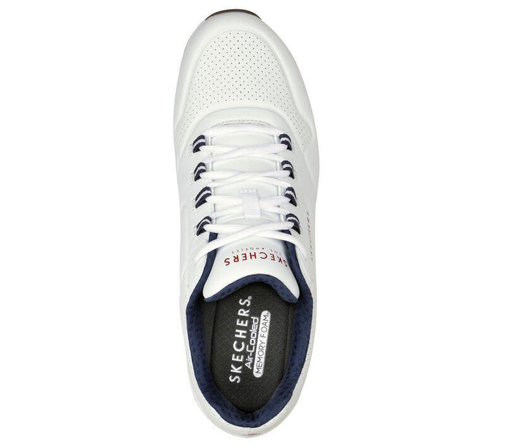 Men's Wide Fit Skechers 232181 Uno 2 Walking Trainers in White/Navy - Image 1