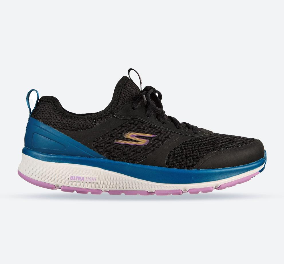 Women's Wide Fit Skechers 128276 Go Run Consistent Vivid Trainers - Black in Black - Image 1