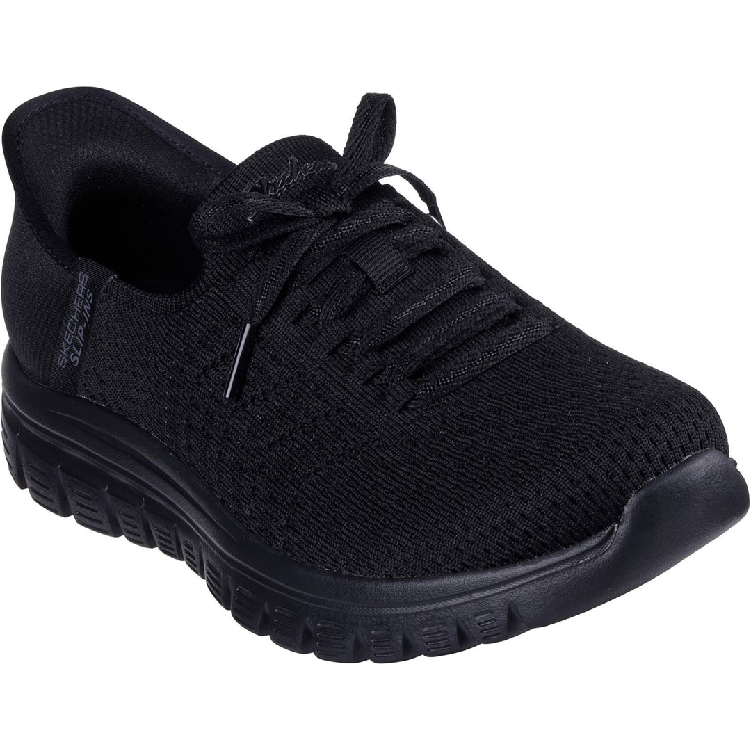 Women's Wide Fit Skechers 100736 Slip-ins Graceful First Blush Trainers in Black - Image 3