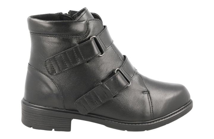 Women's Wide Fit DB Badger Boots in Black Leather - Image 1