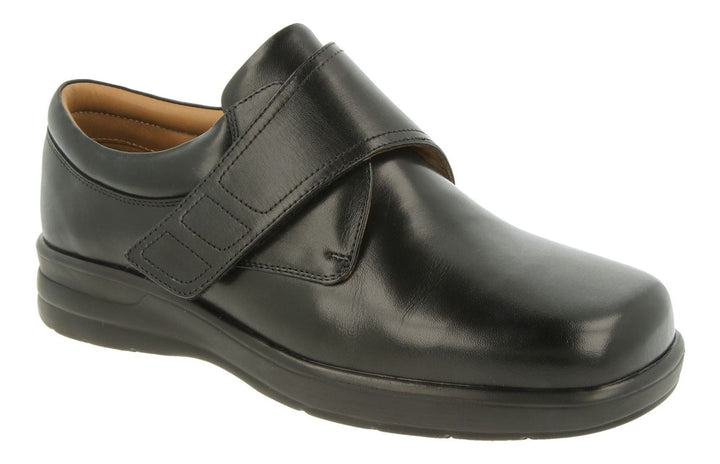 Mens Wide Fit DB Benny Shoes in Black Leather - Image 1