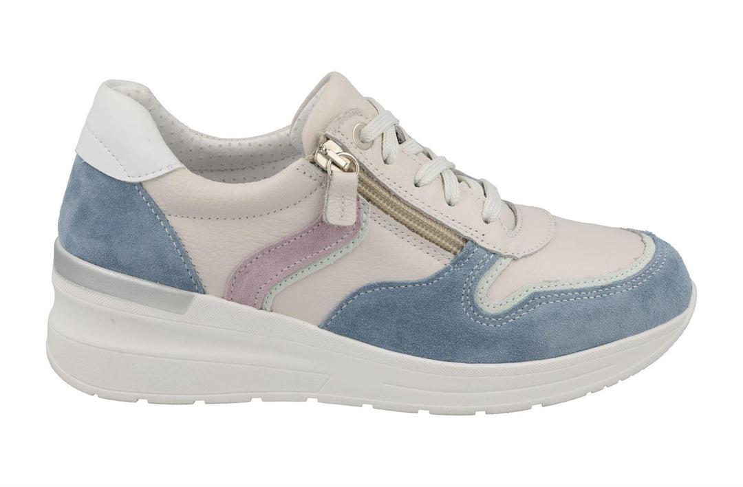 Women's Wide Fit DB Bat Trainers in White Multi - Image 2
