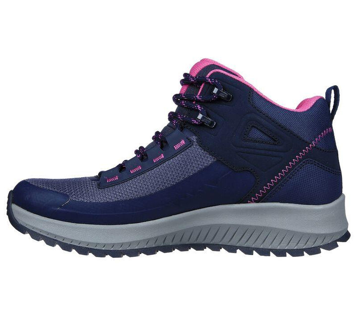 Women's Wide Fit Skechers 180086 Arch Fit Discover Elevation Gain Boots in Navy/Purple - Image 1