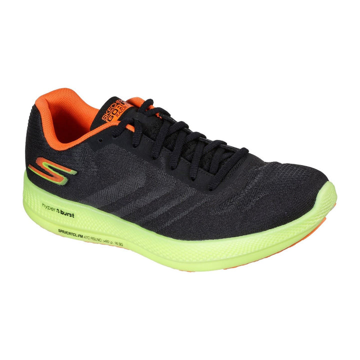 Women's Wide Fit Skechers 130001  Go Run Razor + Sports Trainers in Black/Yellow/Orange - Image 1