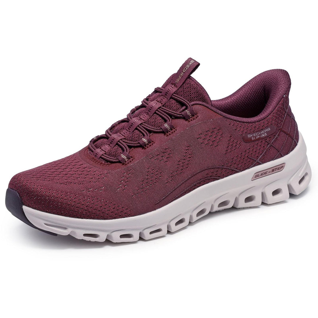 Women's Wide Fit Skechers 104750 Slip-ins Glide Step Elevate Amaze Trainers in Burgundy - Image 4