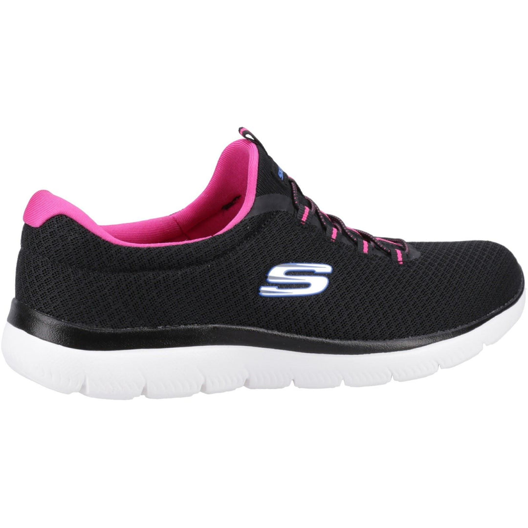 Women's Wide Fit Skechers 12980 Summits Slip On Sports Trainers - Black/Hot Pink in Black/Hot Pink - Image 4