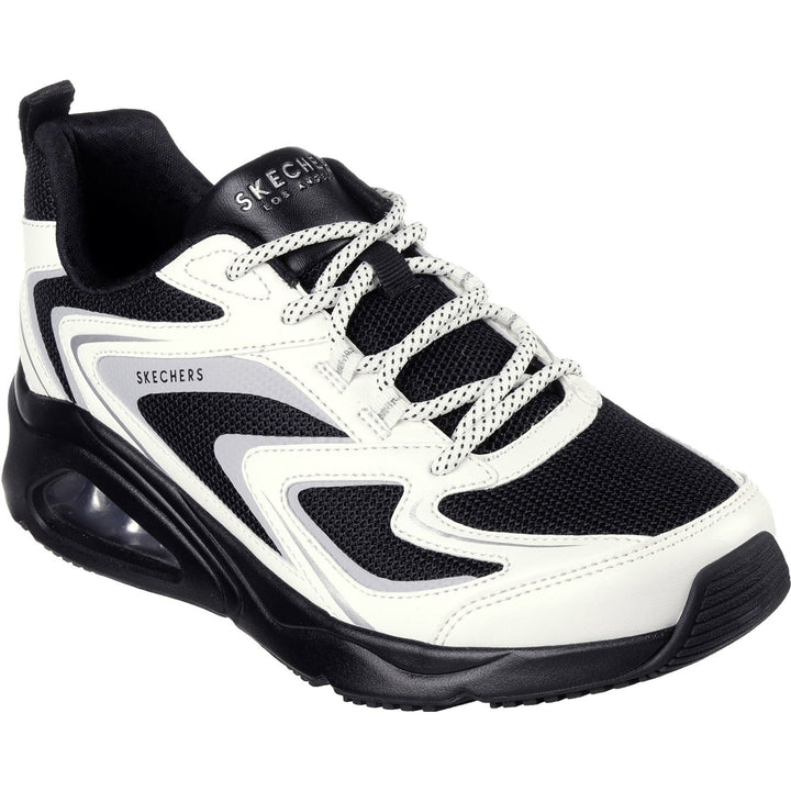 Women's Wide Fit Skechers 177424 Tres Air Uno Street Fl Air Trainers -  Black/White in Black/White - Image 1