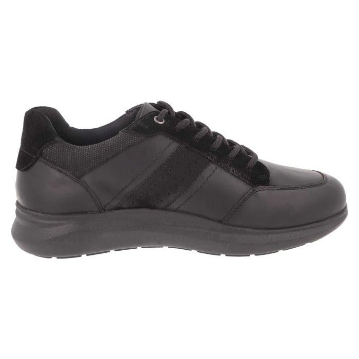 Men's Wide Fit DB Owen Lace Up Trainers in Black Leather / Black Suede - Image 1