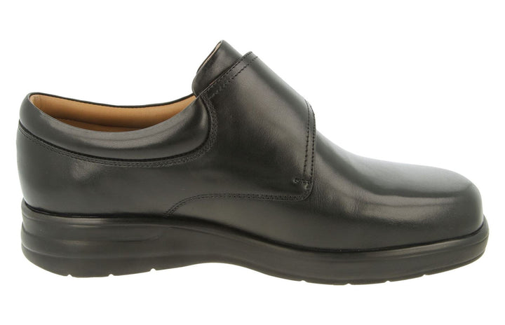 Mens Wide Fit DB Benny Shoes in Black Leather - Image 1