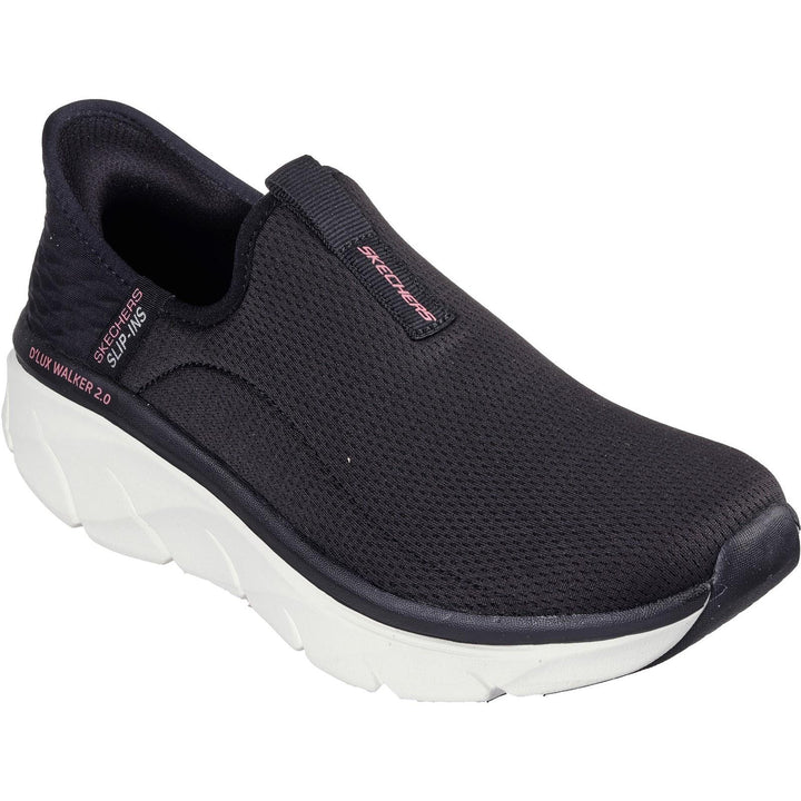 Women's Relaxed Fit Skechers 150099 Slip-ins Sport D'lux Walker 2.0 Happy Step Trainers in Black/Pink - Image 1