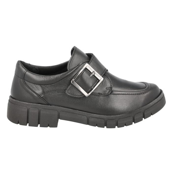 Women's Wide Fit DB Kirby Shoes in Black Leather - Image 2