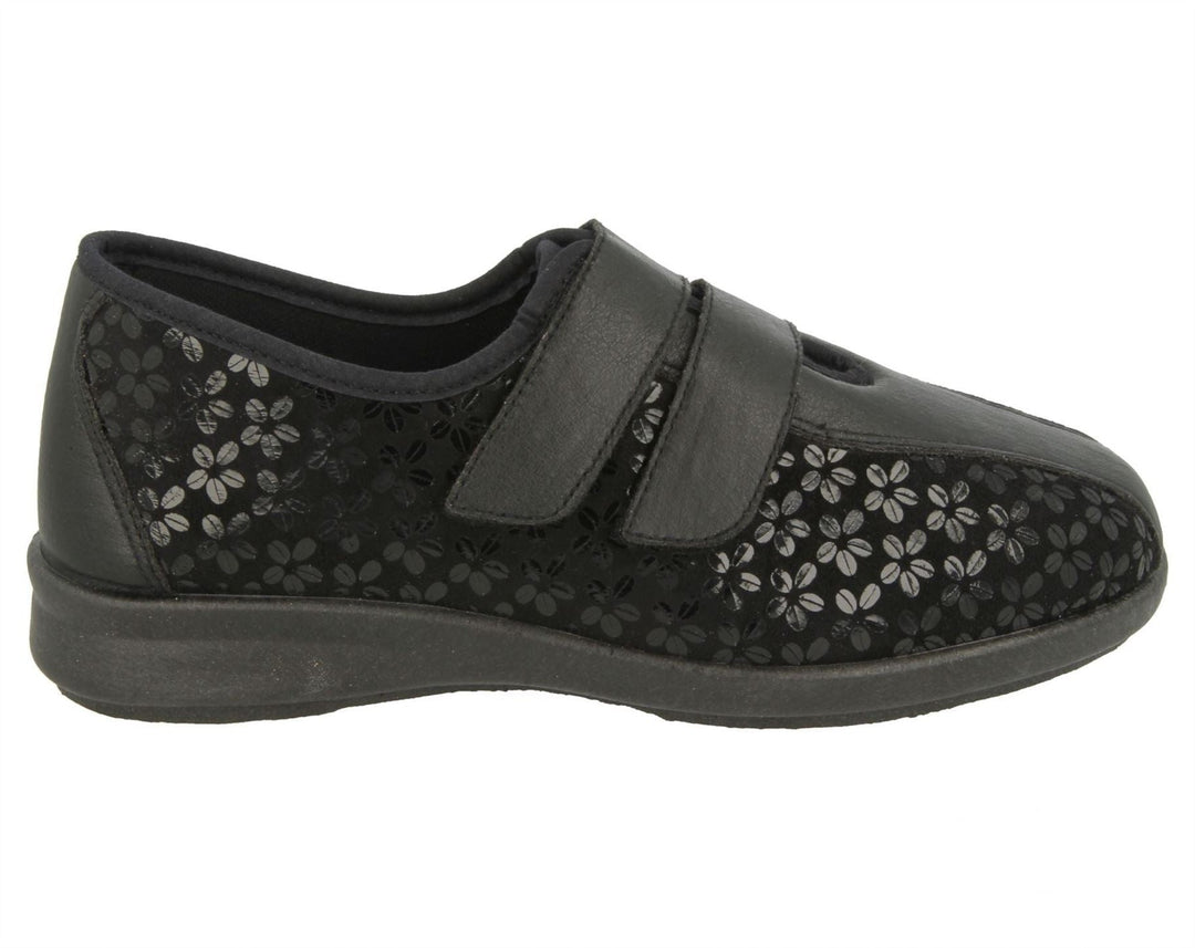 Womens Wide Fit DB Azalea Shoes in Black Stretch - Image 3
