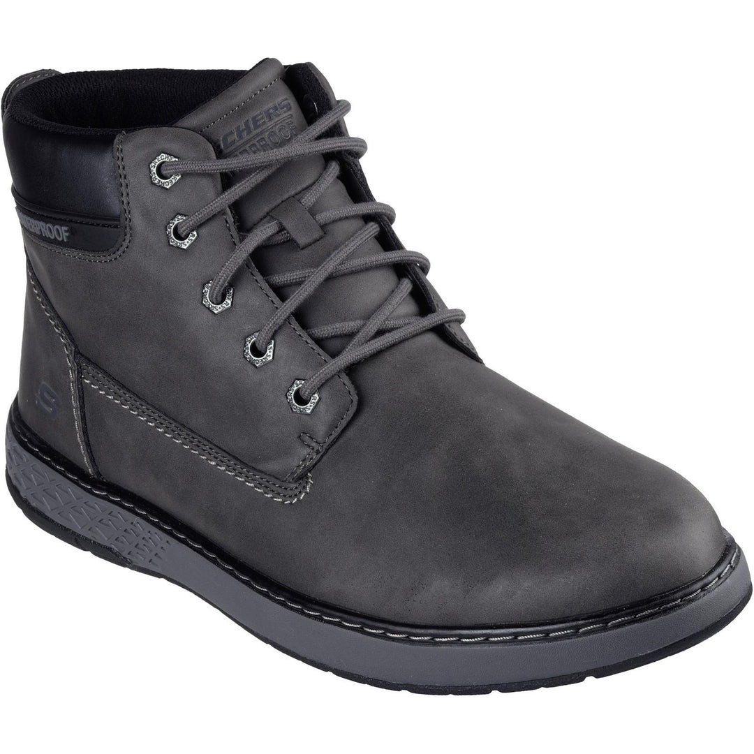 Men's Relaxed Fit Skechers 205235 Garlan Deno Waterproof Boots in Charcoal - Image 8