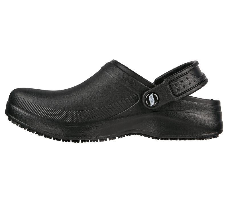 Women's Wide Fit Skechers 108067 Riverbound Pasay Arch Fit Clog Shoes in Black - Image 4
