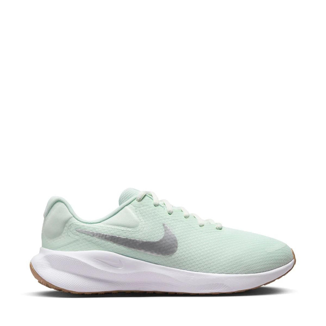 Women's Wide Fit Nike FZ6829-303 Revolution 7 Trainers in Green Metalic Silver - Image 2