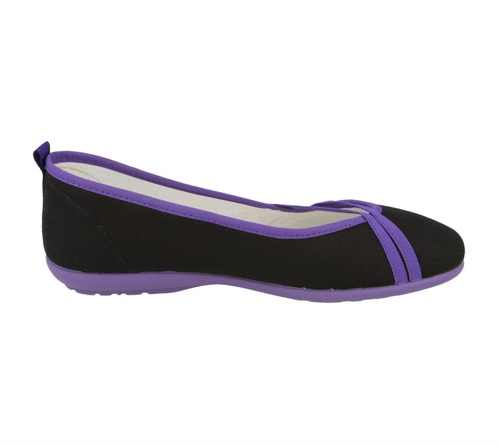 Womens Wide Fit DB Sunflower Canvas in Black/Purple - Image 1