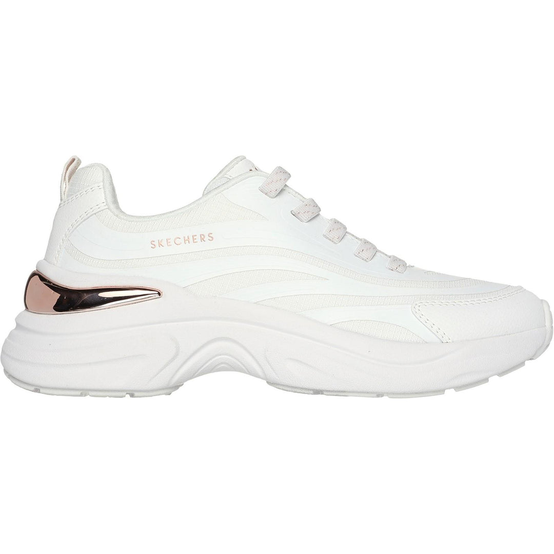 Women's Wide Fit Skechers 177575 Hazel Step N Flow Trainers in White - Image 2