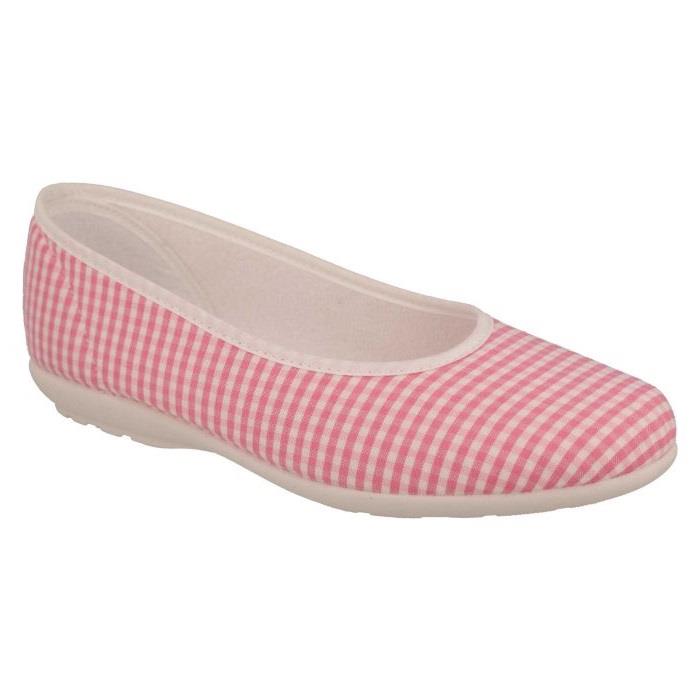 Women's Wide Fit DB Anenome Canvas Pumps in Blue Gingham Canvas - Image 8