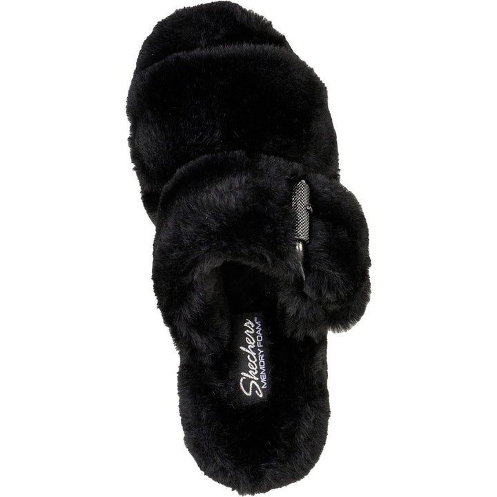 Women's Wide Fit Skechers 167238 Cozy Wedge Slippers in Black - Image 1