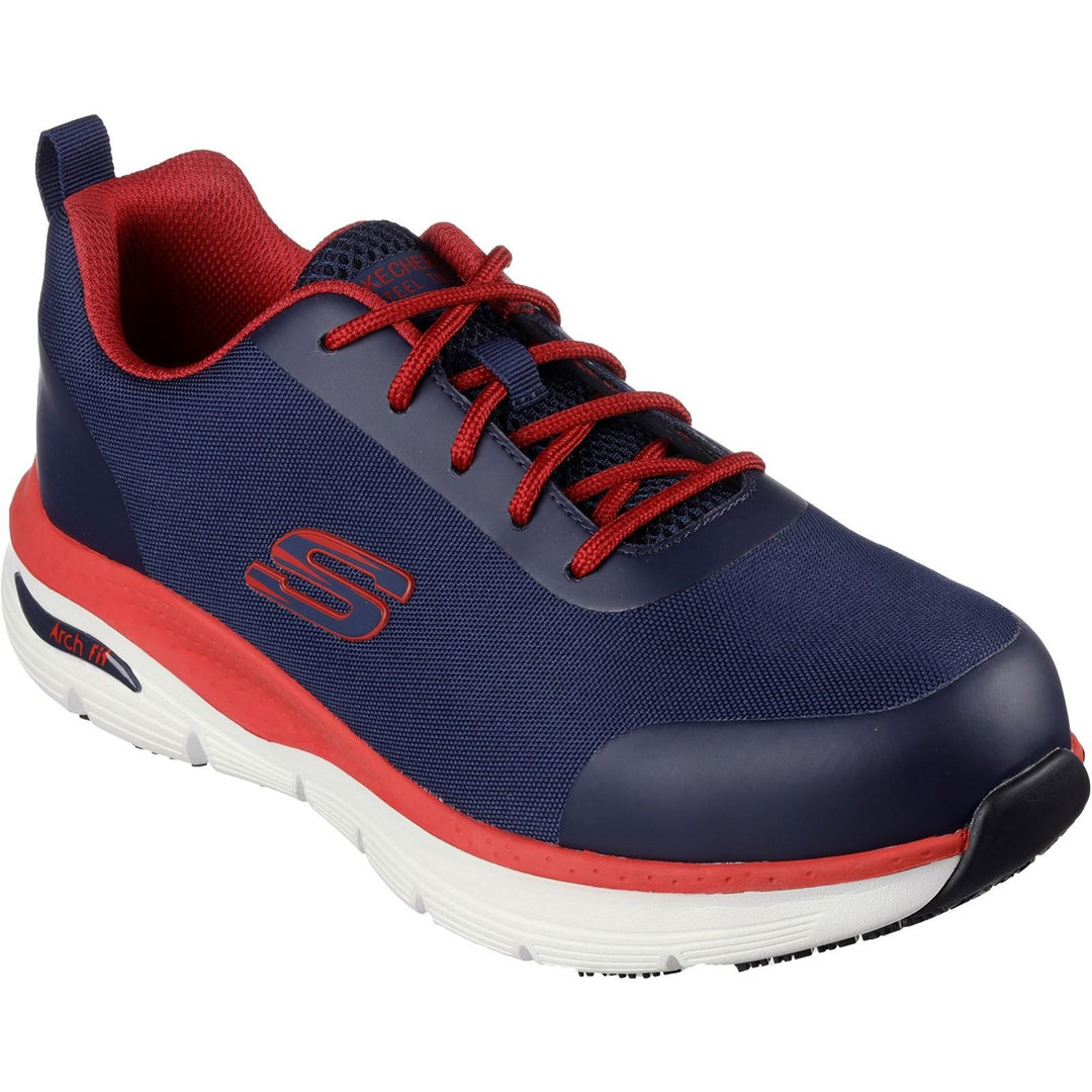 Men's Wide Fit Skechers 200086EC Arch Fit Ringstap Safety Trainers - Red/Navy in Navy/Red - Image 3