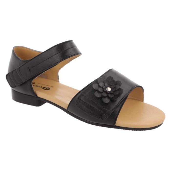 Women's Wide Fit DB Peony Sandals in Black Leather - Image 1
