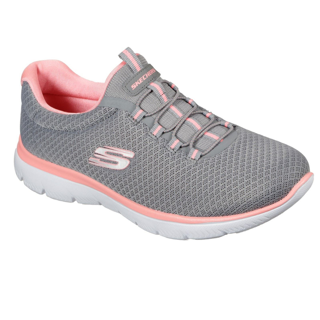 Women's Wide Fit Skechers 12980 Summits Slip On Sports Trainers - Grey/Pink in Grey/Pink - Image 3