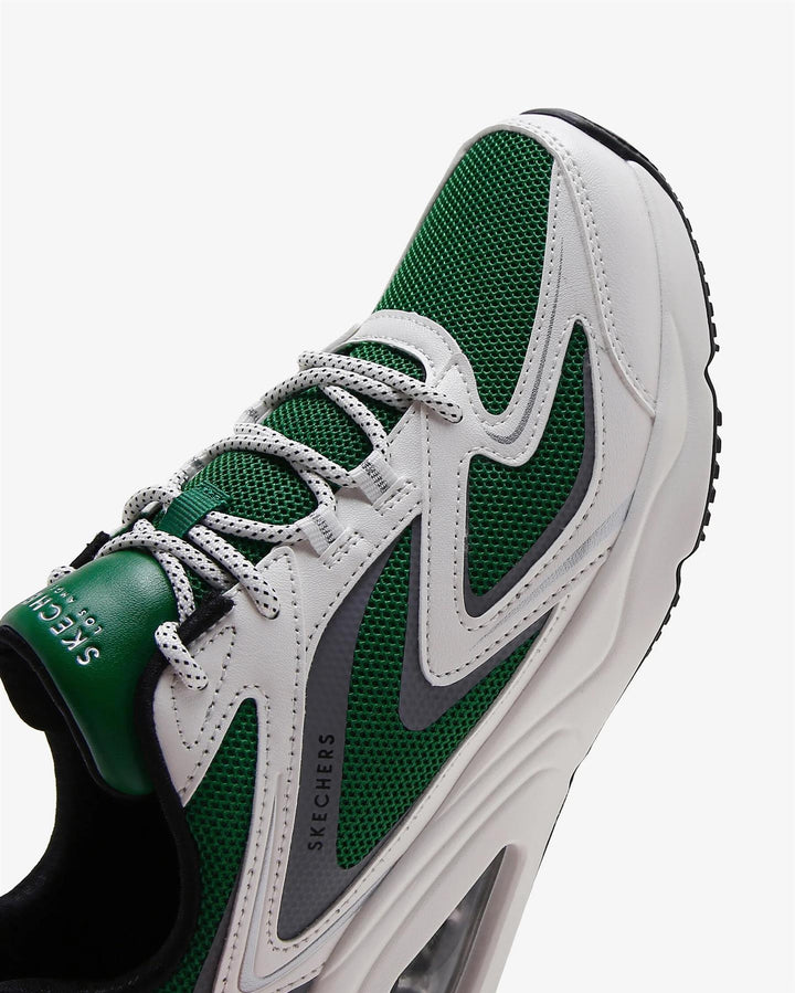 Women's Wide Fit Skechers 177424 Tres Air Uno Street Fl Air Trainers - White/Green in White/Green - Image 1