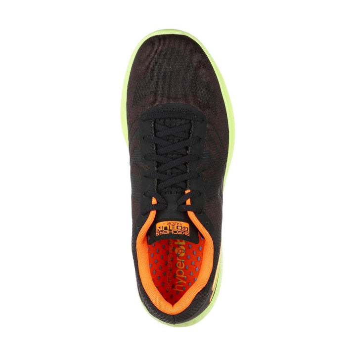 Women's Wide Fit Skechers 130001  Go Run Razor + Sports Trainers in Black/Yellow/Orange - Image 1