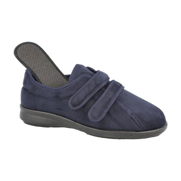 Women's Wide Fit DB Mansfield Slippers in Black Stretch Suedette - Image 9