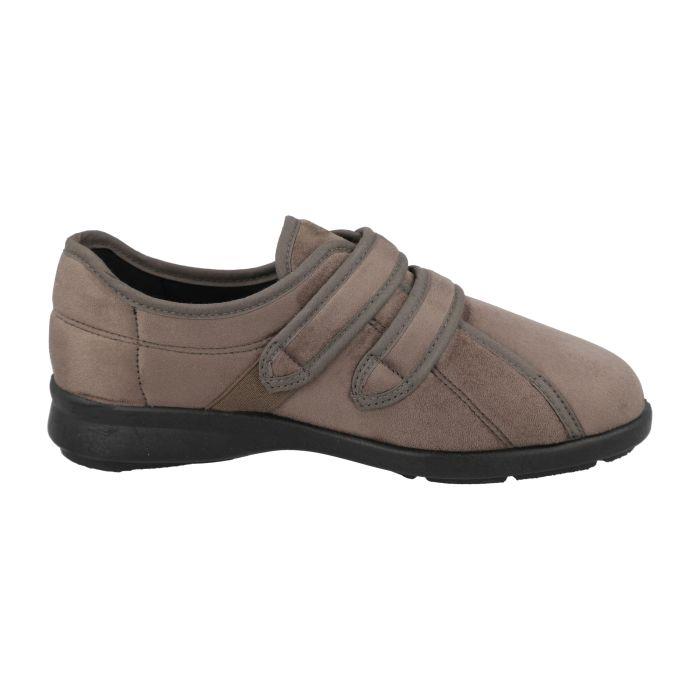 Women's Wide Fit DB Mansfield Slippers in Black Stretch Suedette - Image 1